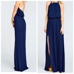 NWOT Show Me Your MuMu Heather Halter Dress Navy Small